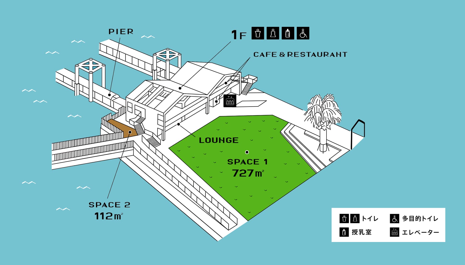 芝生広場&ウッドデッキの図面・フロアマップ