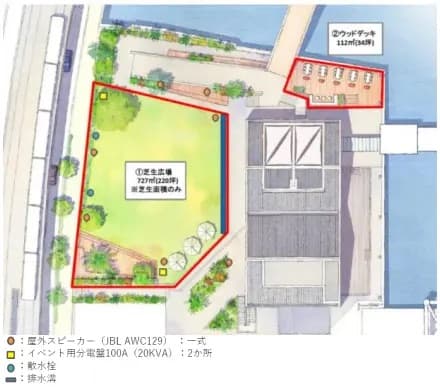 Hi-NODE 芝生広場+ウッドデッキの図面・フロアマップ1